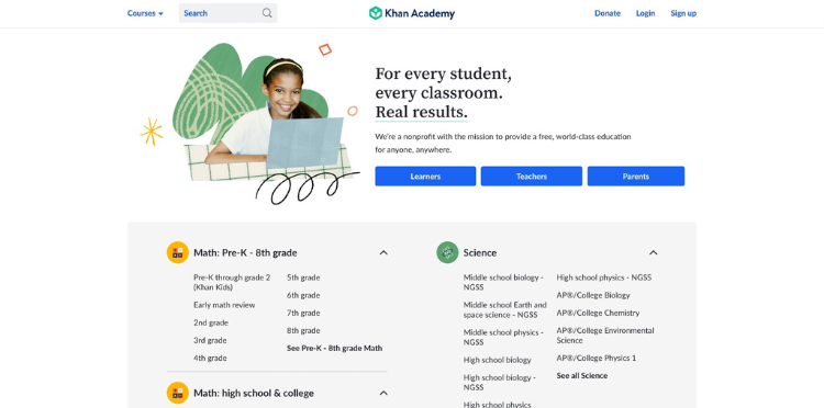 Khan Academy - The Top 8 Online Learning Platforms