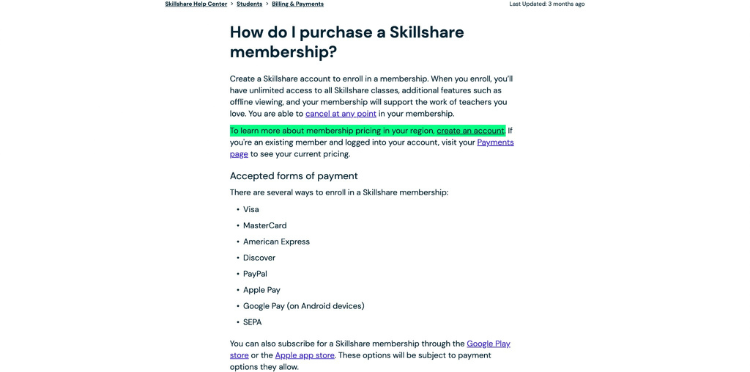 Skillshare Subscription Plans